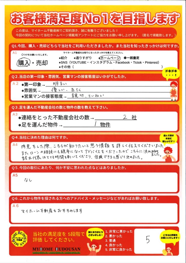 購入　中古マンション　八王子市　鈴木代表はとても時間を割いてくださり、信頼できると感じて決めました。