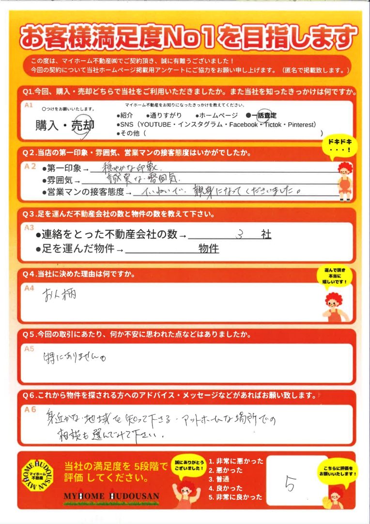売却　戸建　八王子市小宮町　専任媒介　ていねいで親身になってくださいました。