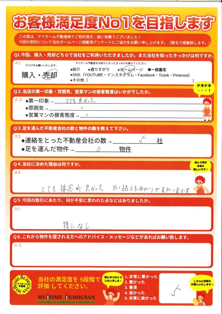 売却　一般媒介　中古戸建（解体・土地として契約）　八王子市西寺方町　とても接客が良かった　お話しも分かりやすかったです。