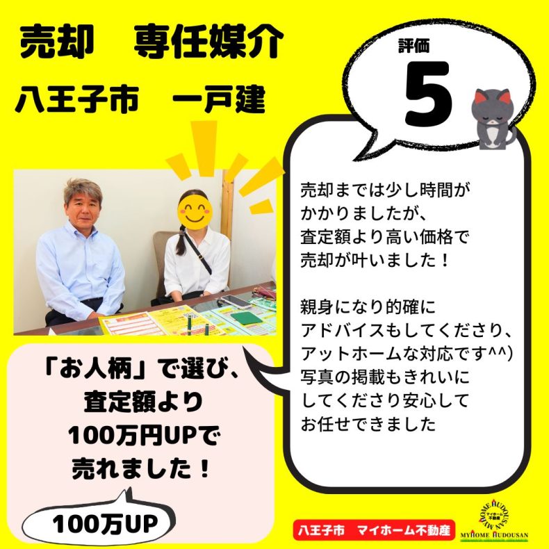 売却　戸建　八王子市小宮町　専任媒介　ていねいで親身になってくださいました。