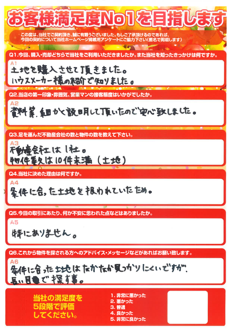 土地購入　八王子市　分かるように説明して頂き、とても助かりました。